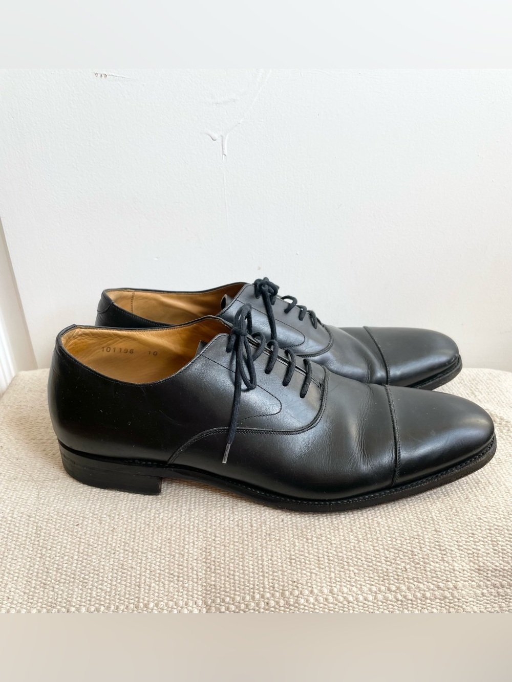 Meermin Mallorca Black Leather Cap Toe Dress Shoes Size 10